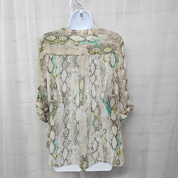 Covington Blouse Snakeskin Green Tribal Boho Grunge Casual L - Picture 9 of 15